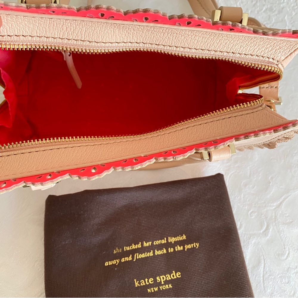 Kate Spade Peach scallop trim leather bag - Picture 3 of 8